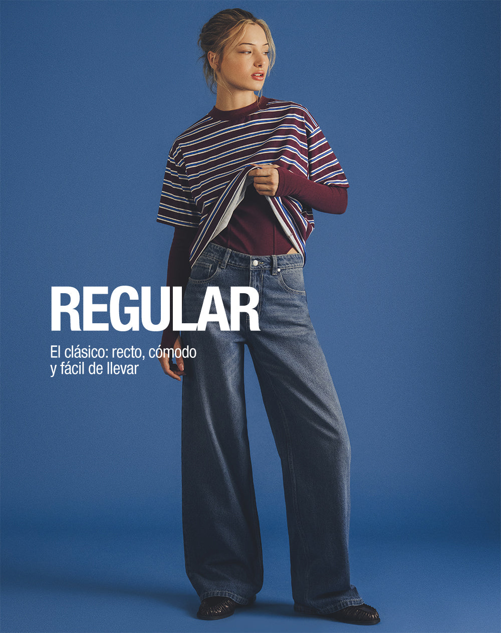 Jean straight tiro medio índigo mujer