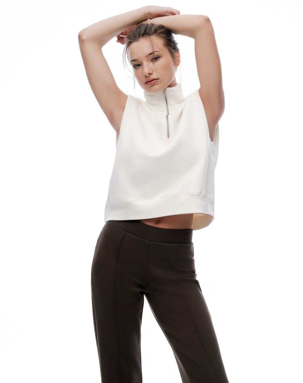 Pantalón tiro medio bota campana chocolate mujer