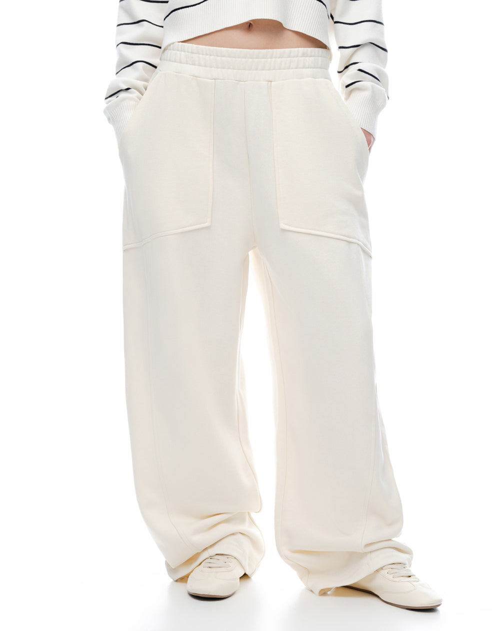 Pantalón tiro medio relaxed avena mujer