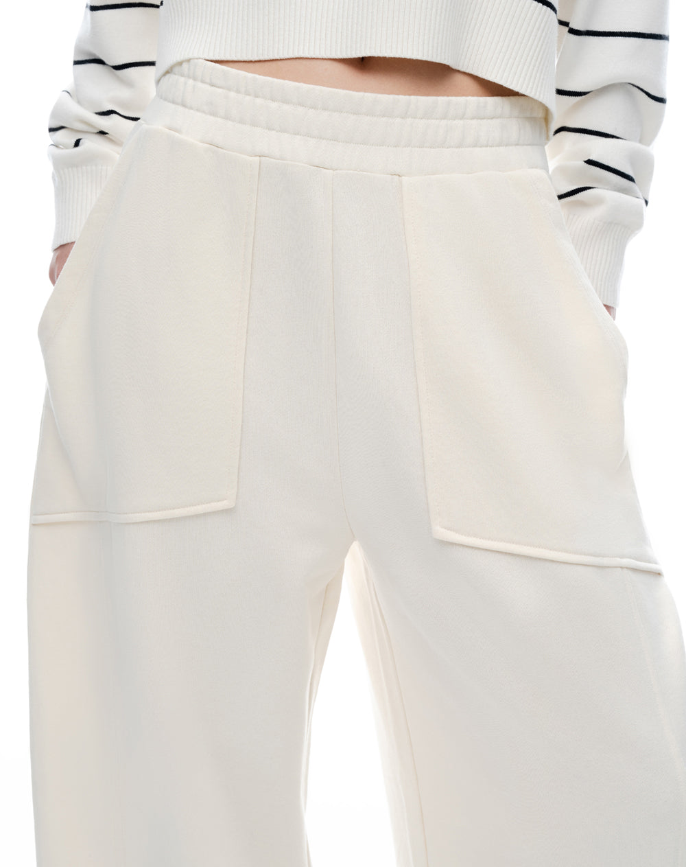 Pantalón tiro medio relaxed avena mujer
