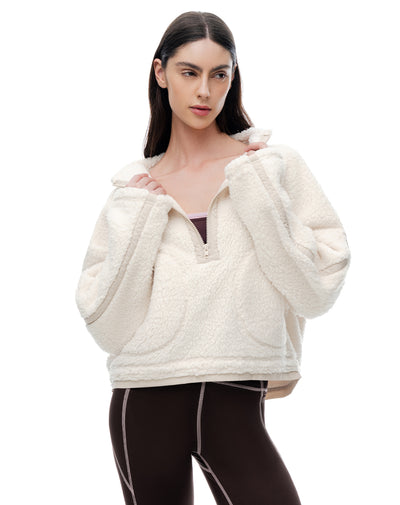 Buzo oversize borrego avena mujer