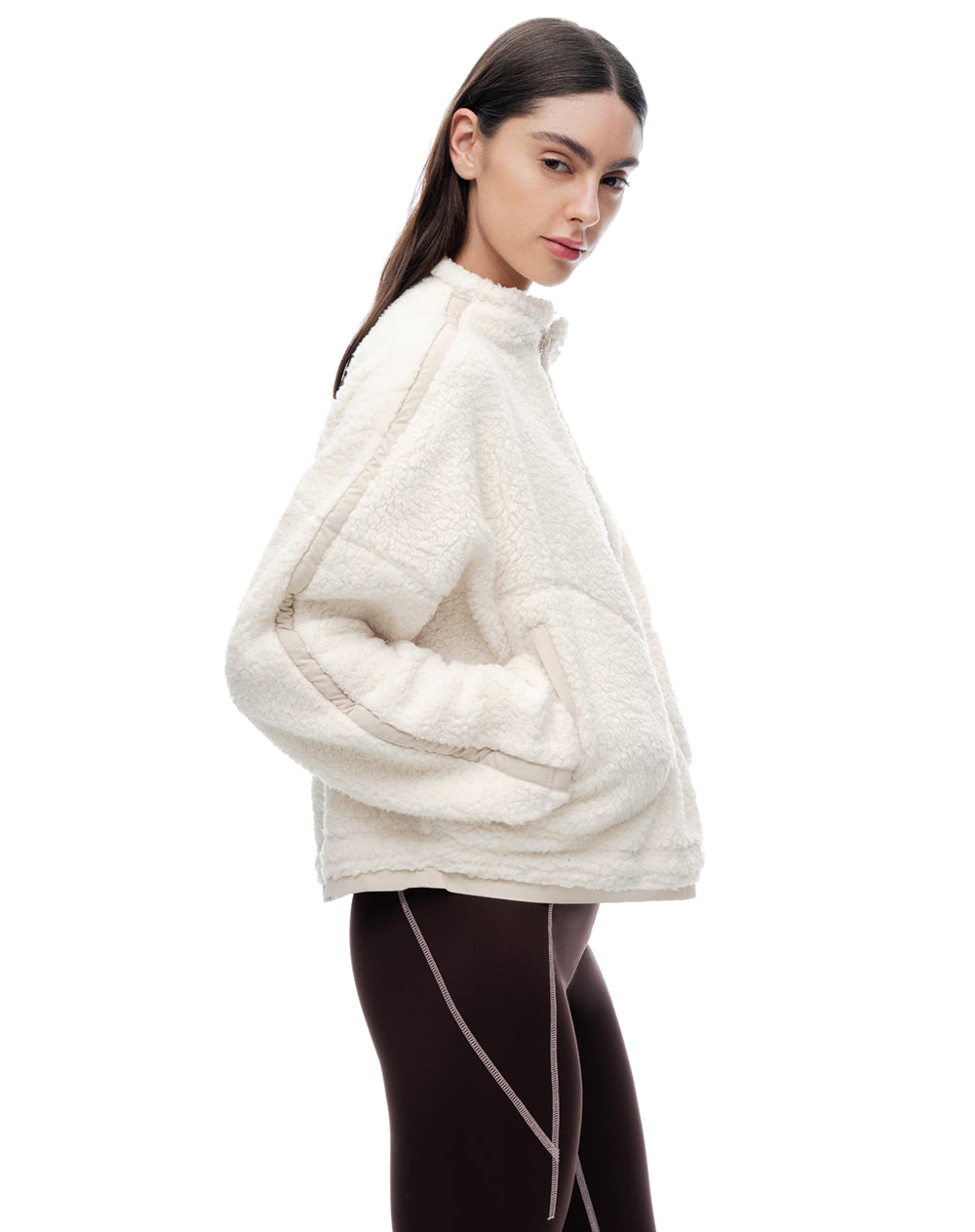 Buzo oversize borrego avena mujer