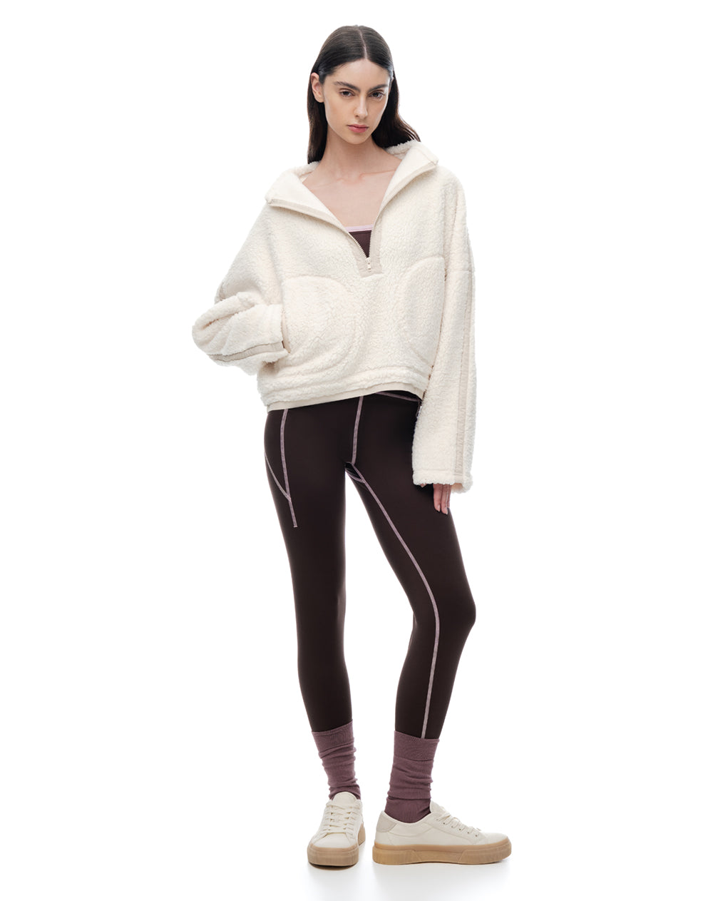 Buzo oversize borrego avena mujer
