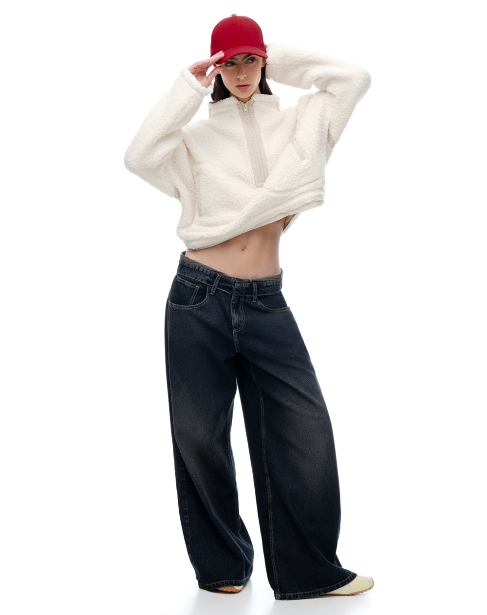 Buzo oversize borrego avena mujer