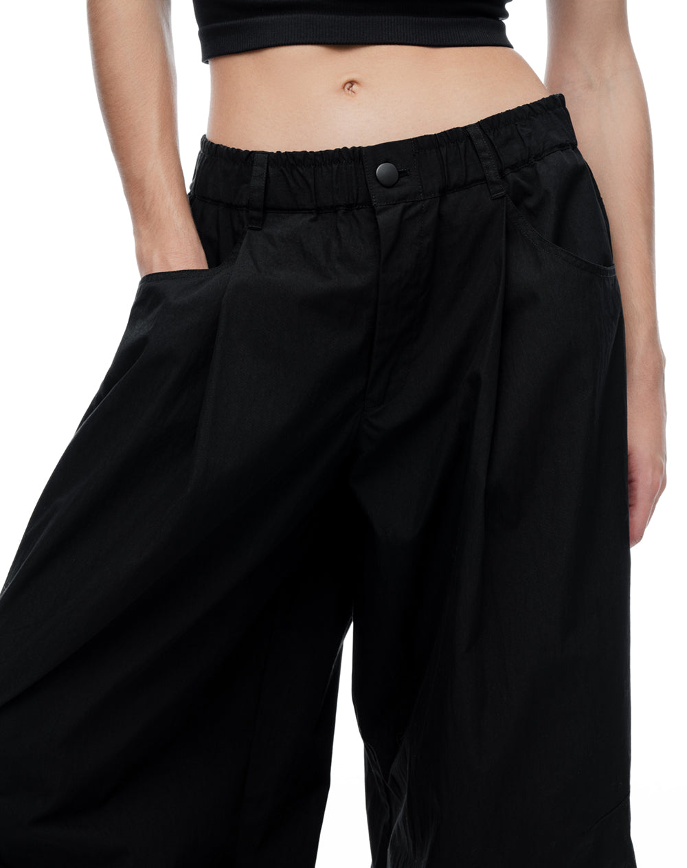Pantalón baggy tiro medio negro mujer