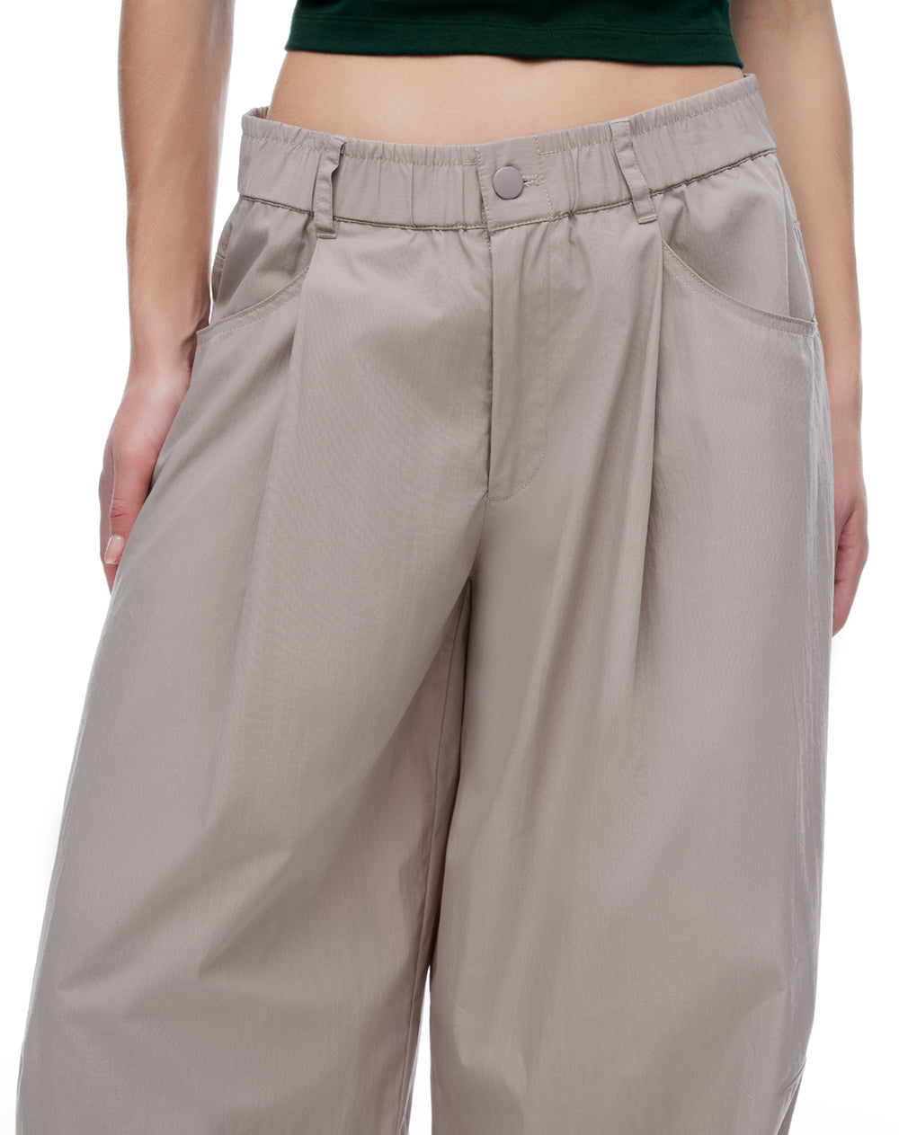 Pantalón baggy tiro medio café mujer