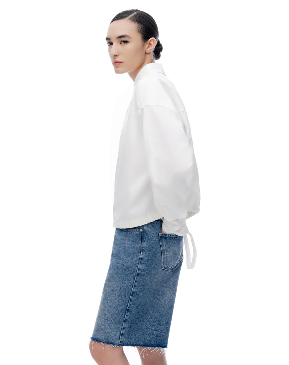 Camisa regular manga larga blanca mujer