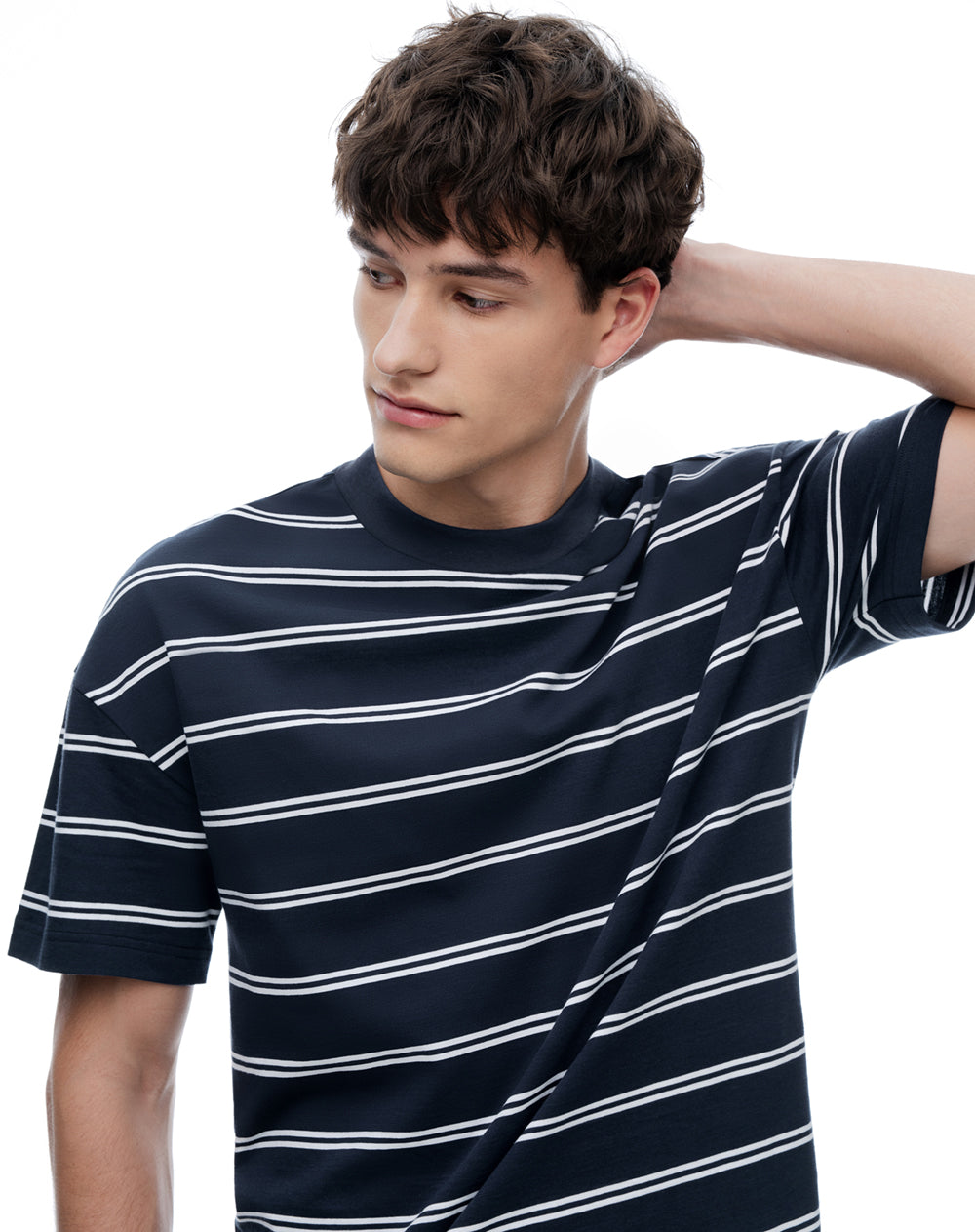 Camiseta regular manga corta azul rayas hombre
