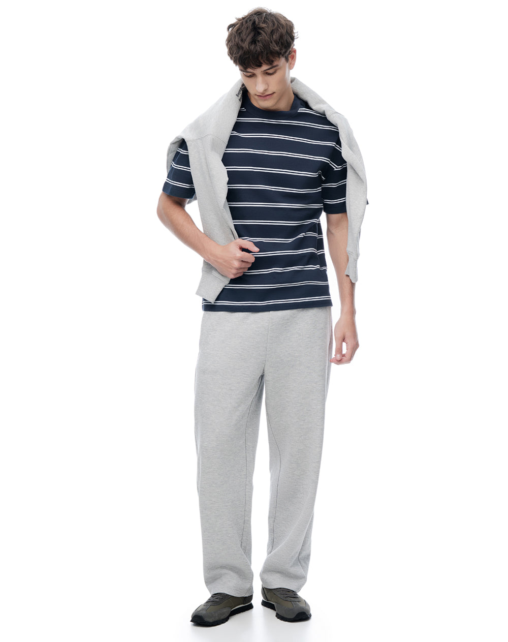 Camiseta regular manga corta azul rayas hombre