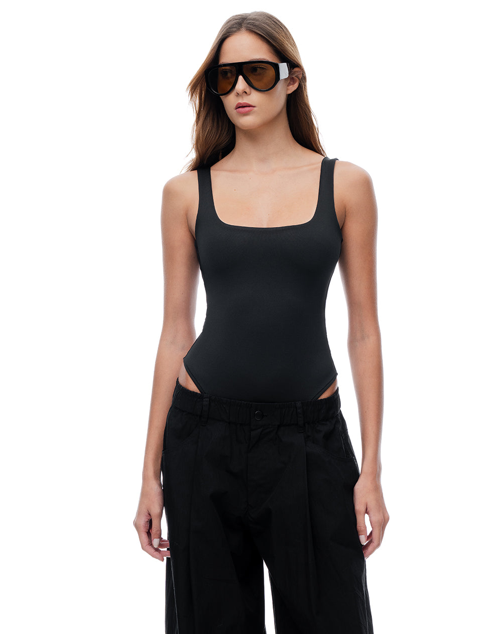 Body cuello cuadrado negro mujer