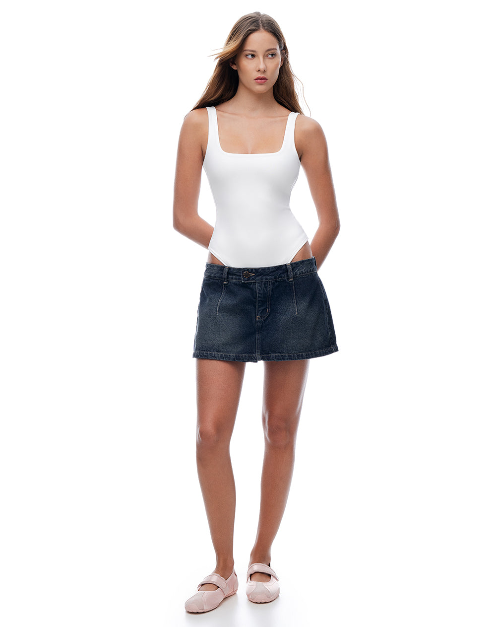 Body cuello cuadrado blanco mujer