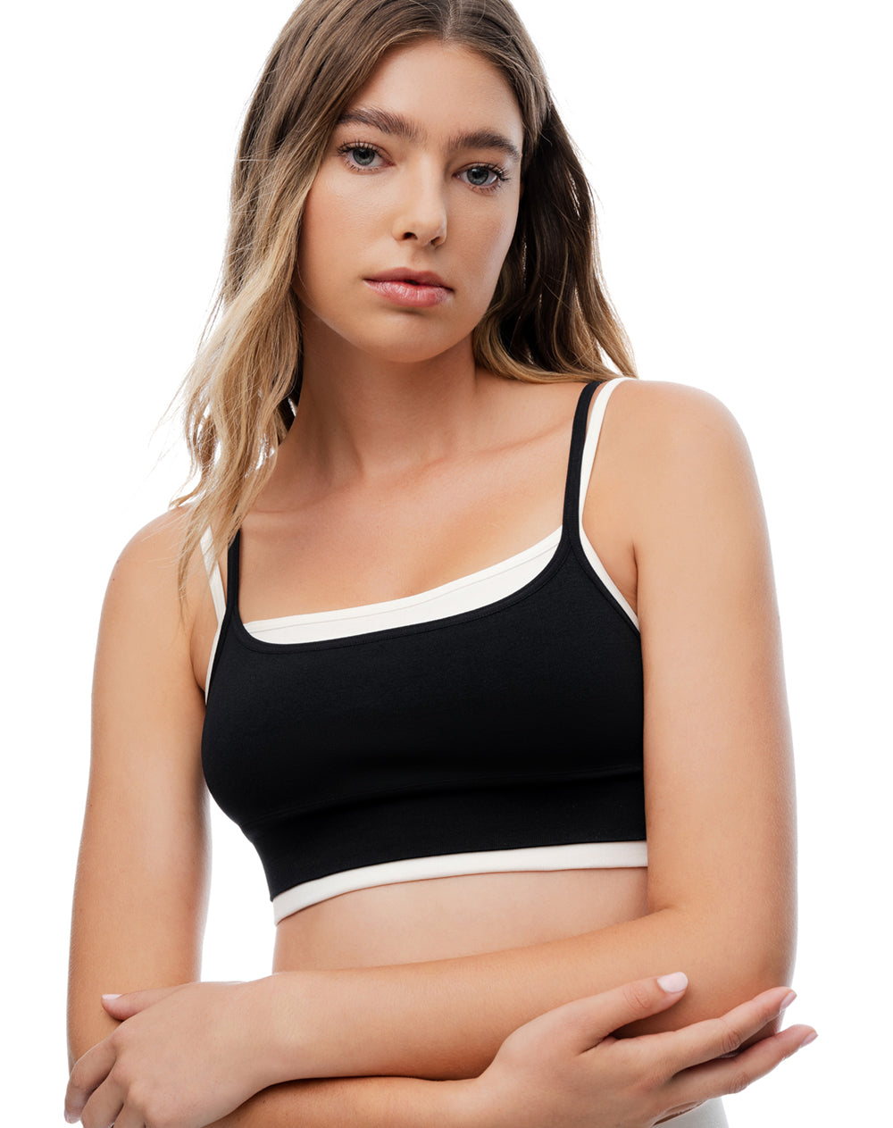 Top deportivo soporte medio negro mujer