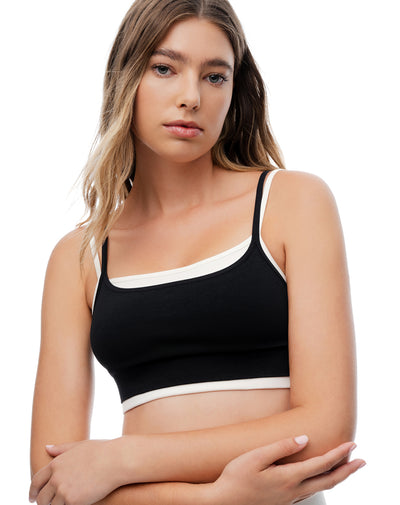 Top deportivo soporte medio negro mujer