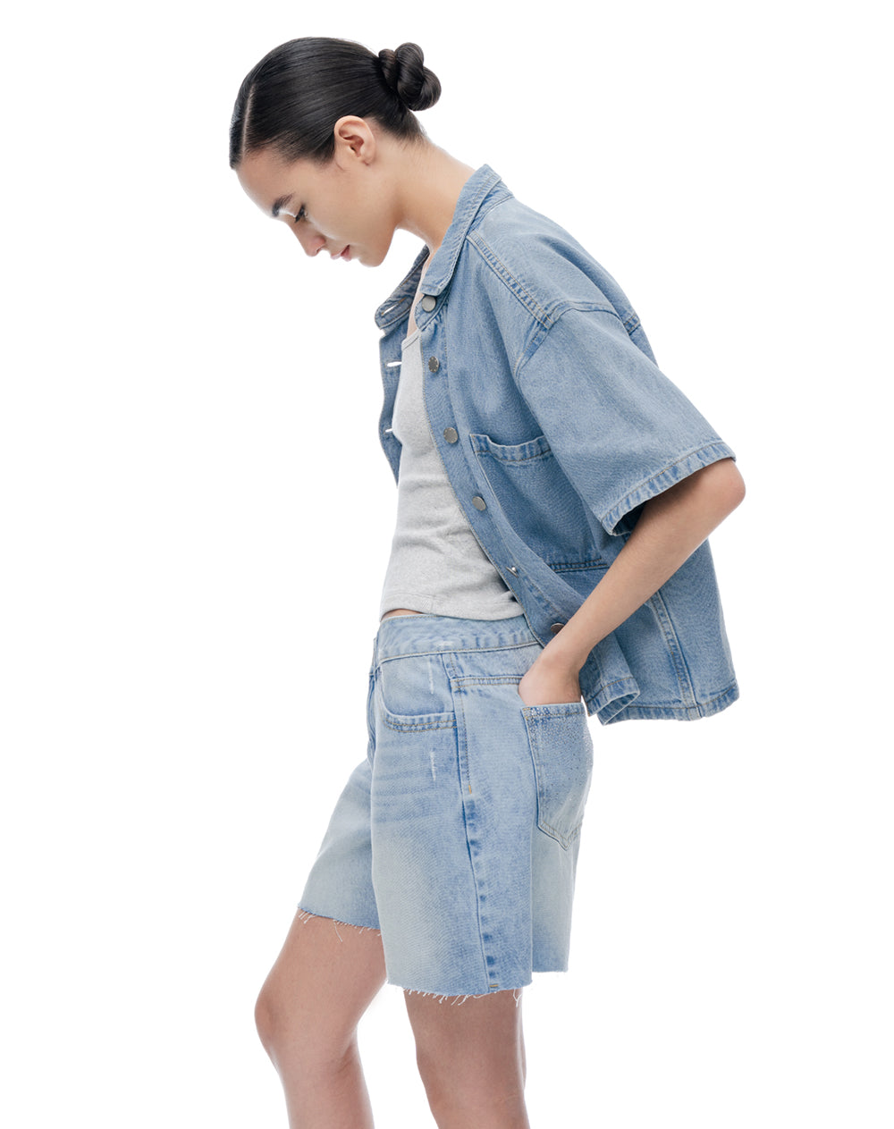 Short indigo claro mujer