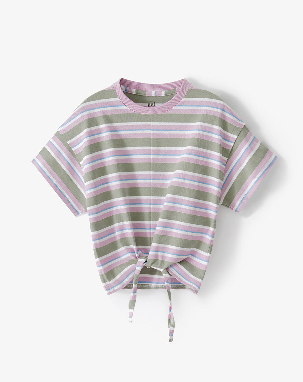 Camiseta regular fit manga corta verde rayas