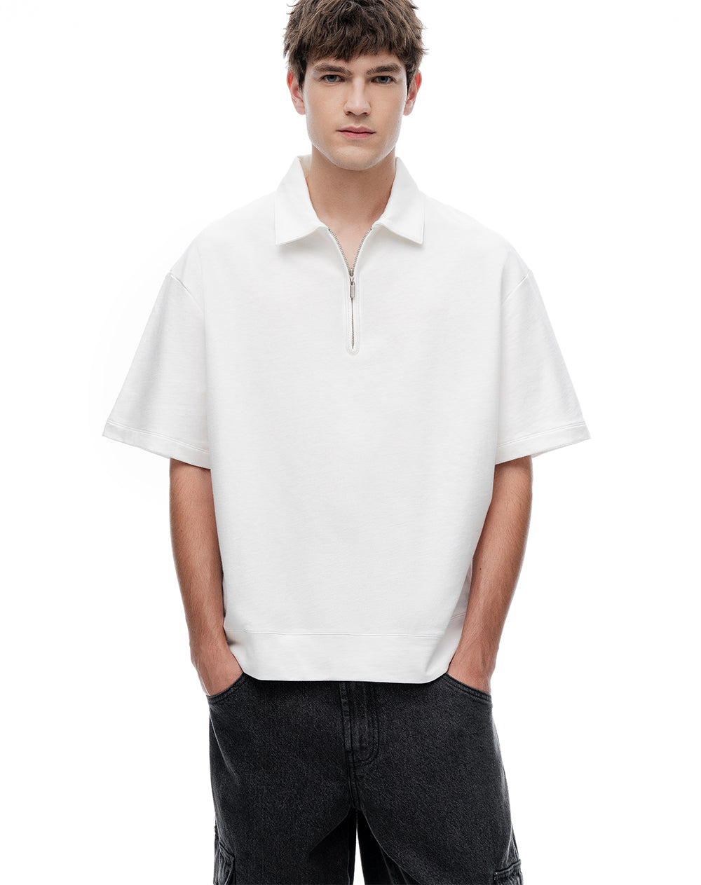 Polo regular blanca hombre