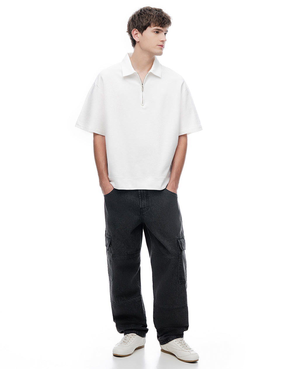Polo regular blanca hombre