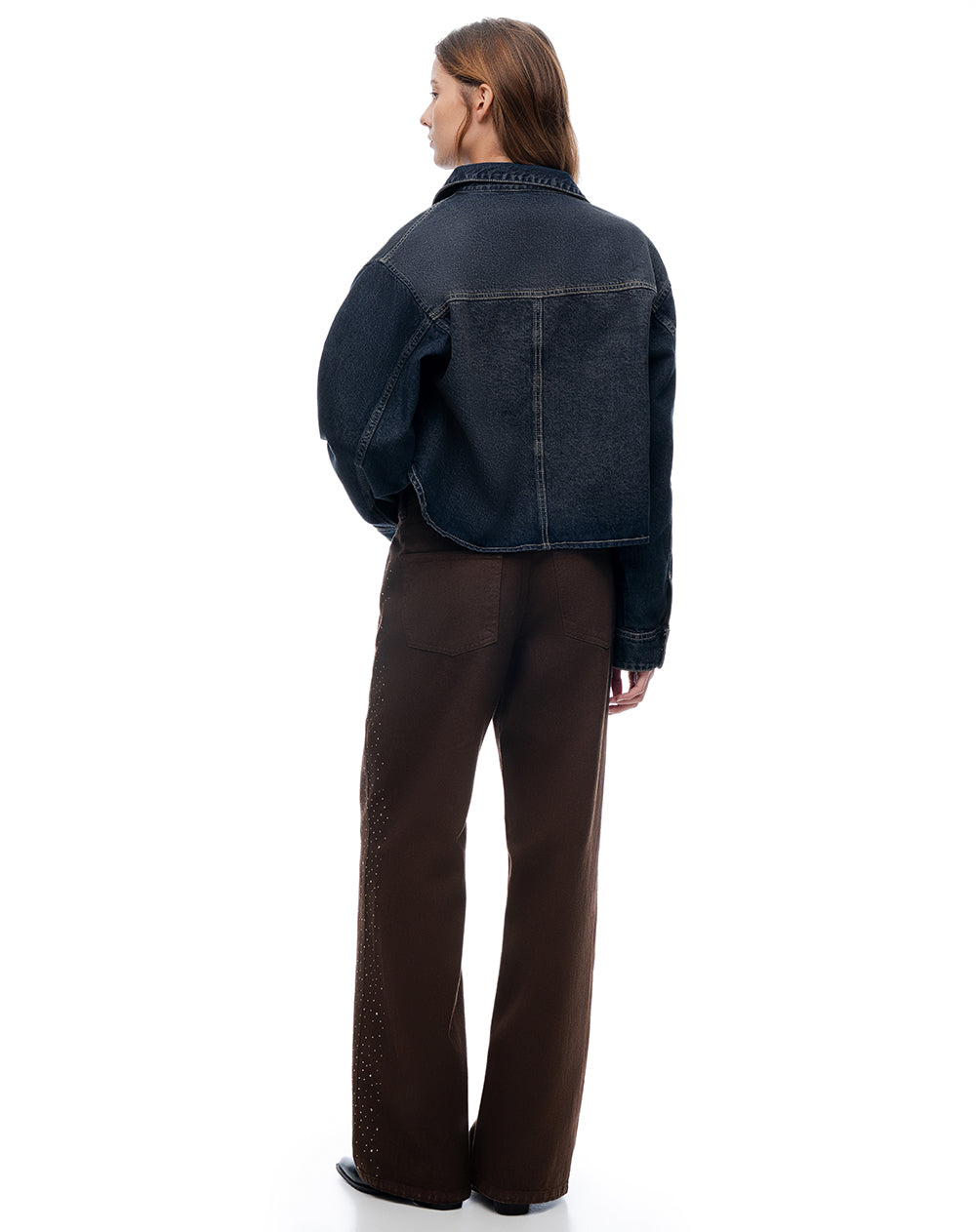 Jean straight tiro medio chocolate