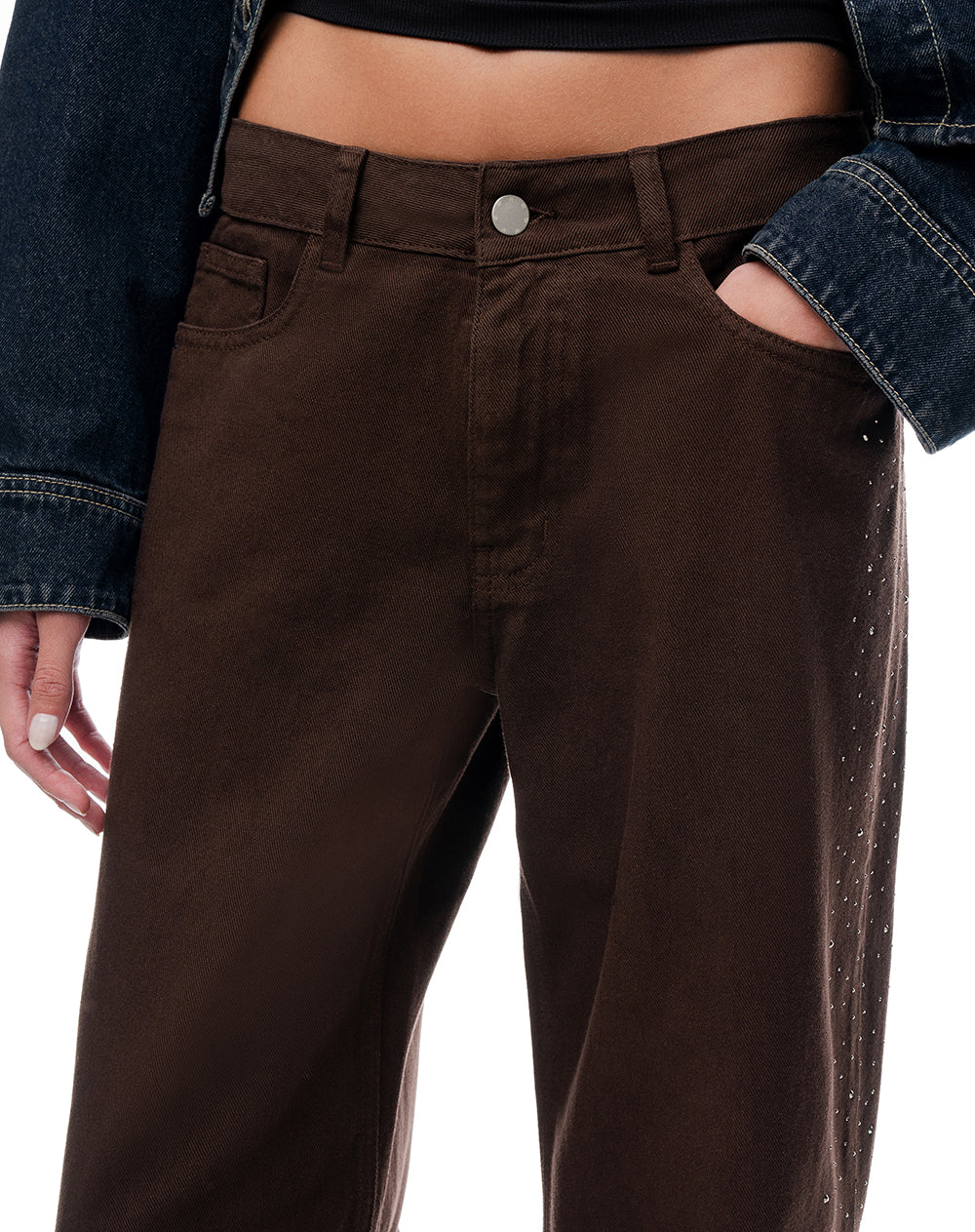 Jean straight tiro medio chocolate