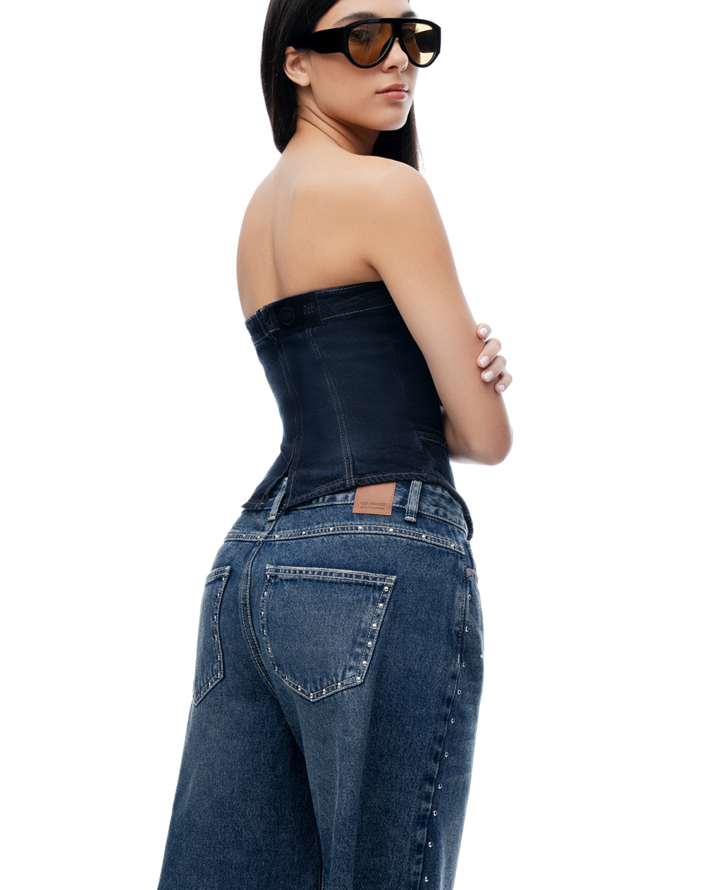 Bermuda loose índigo oscuro mujer