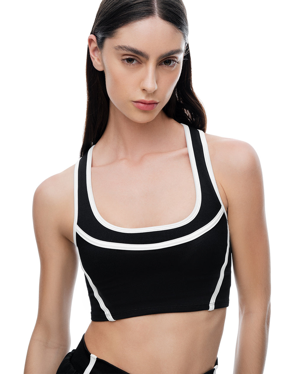 Top tiras anchas soporte alto negro