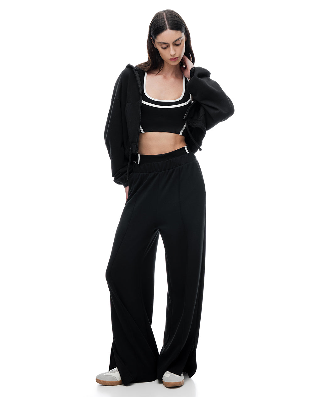 Top tiras anchas soporte alto negro