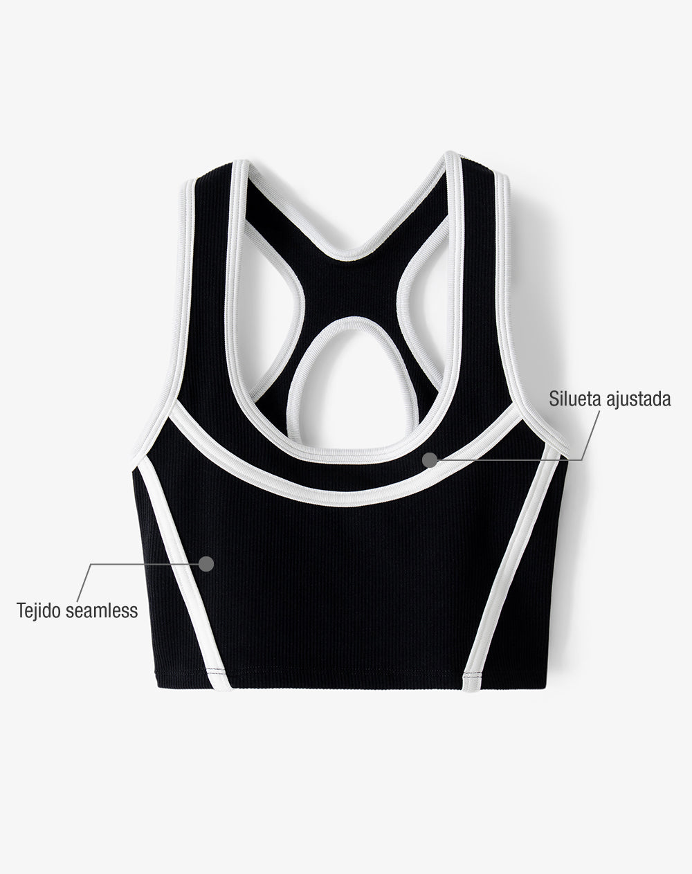 Top tiras anchas soporte alto negro