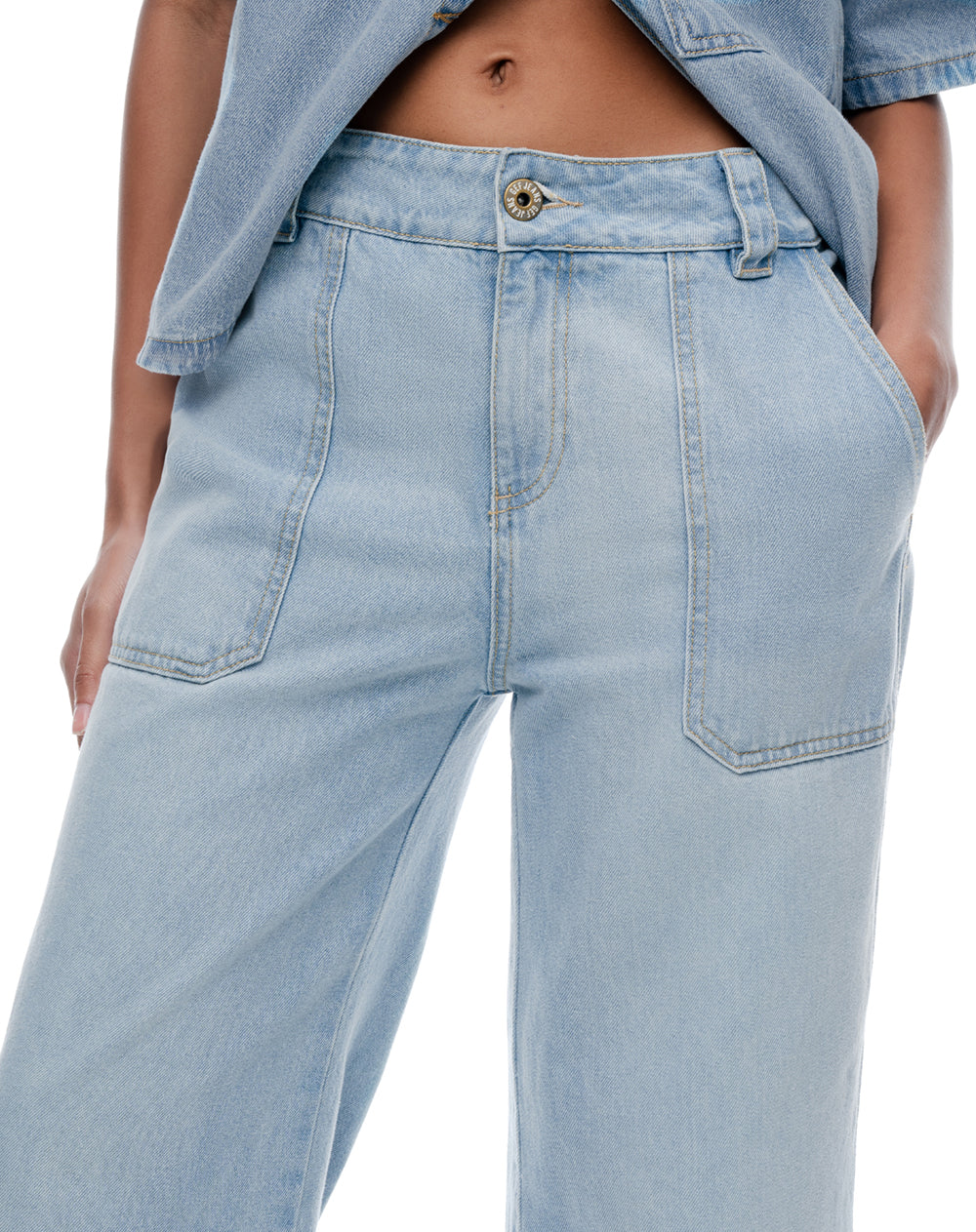 Jean culotte tiro medio índigo claro mujer