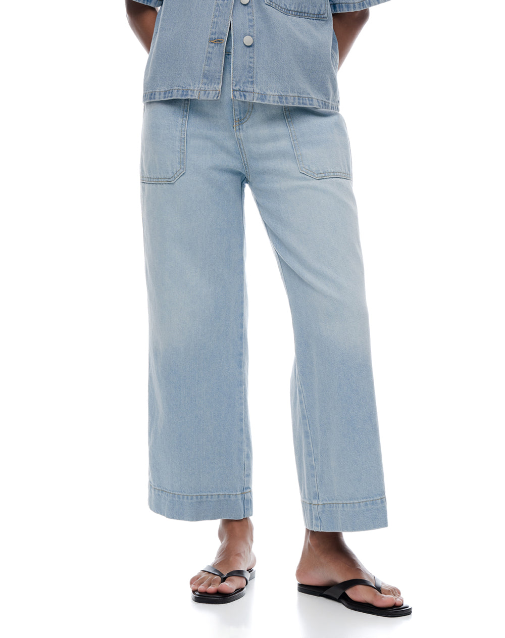 Jean culotte tiro medio índigo claro mujer