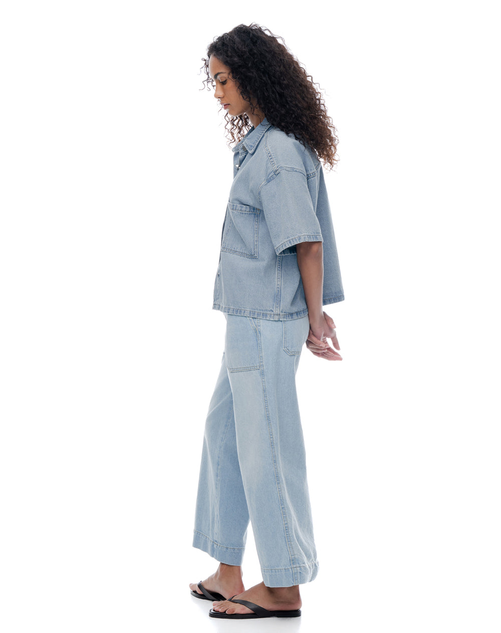 Jean culotte tiro medio índigo claro mujer