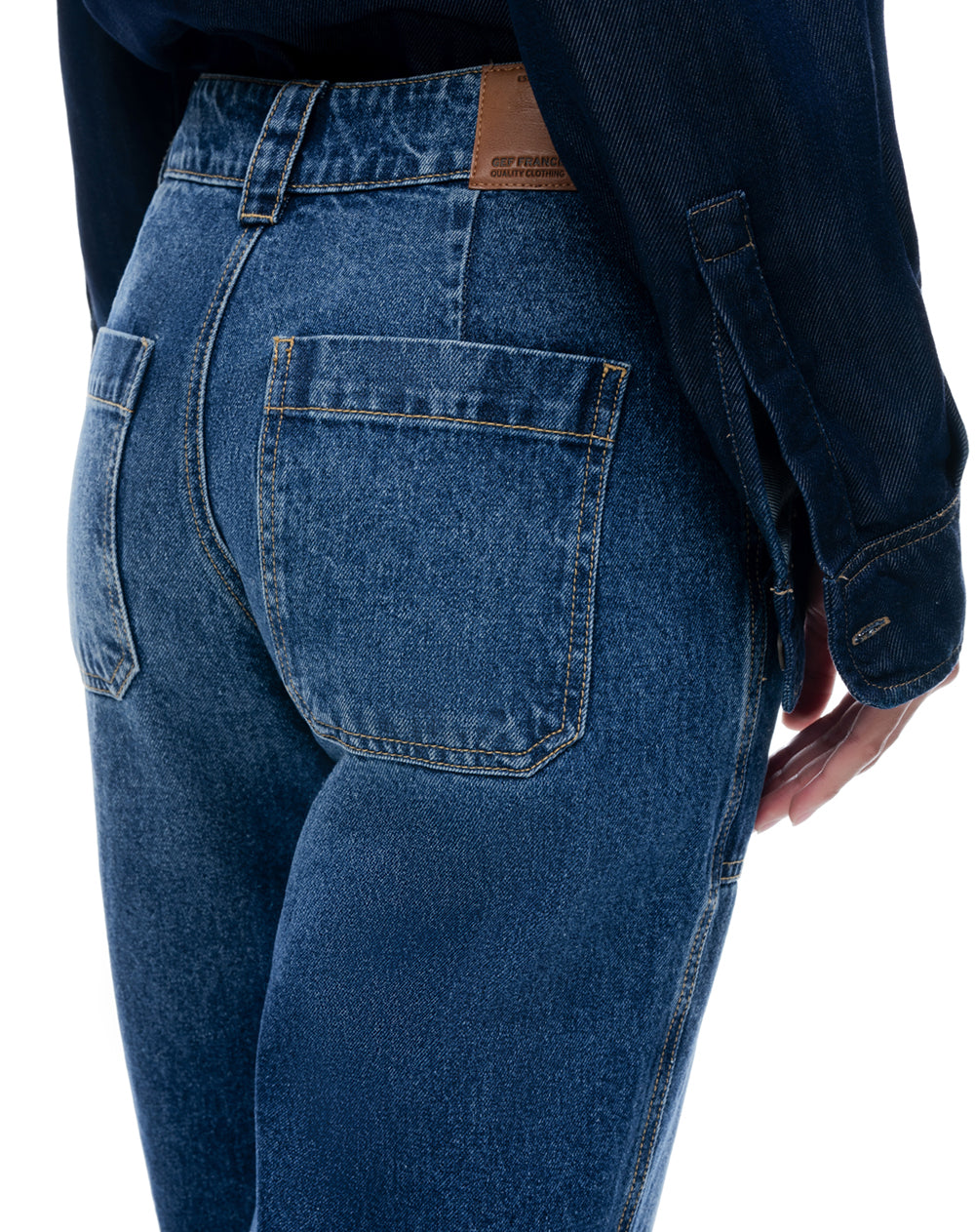 Jean culotte tiro medio índigo oscuro mujer