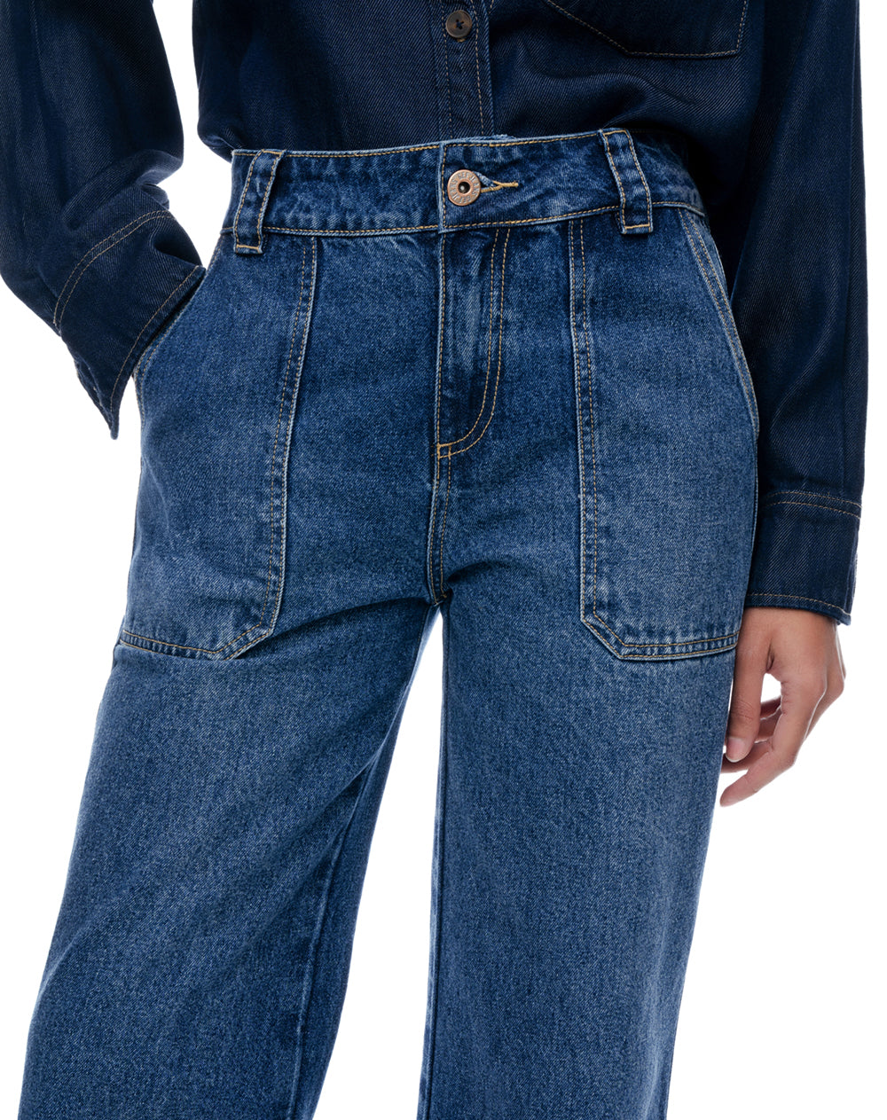 Jean culotte tiro medio índigo oscuro mujer