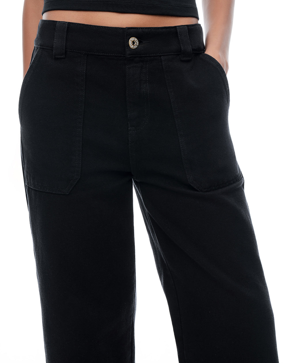 Jean culotte tiro medio negro mujer