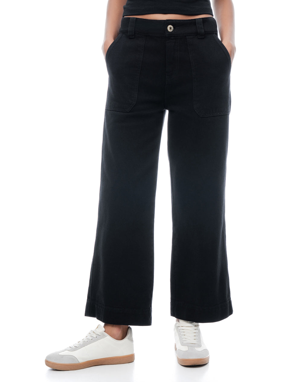 Jean culotte tiro medio negro mujer