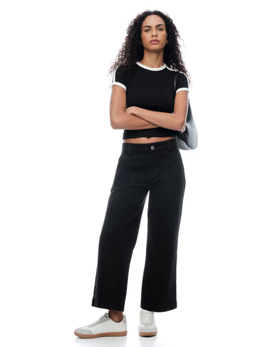 Jean culotte tiro medio negro mujer