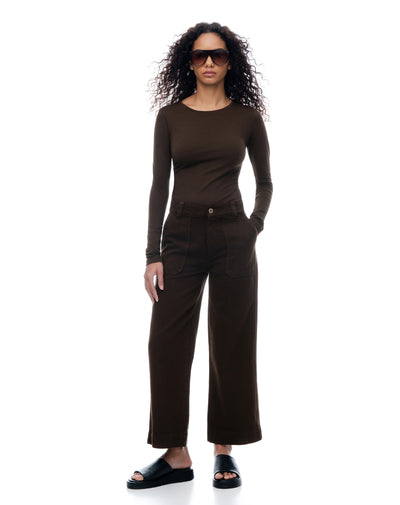 Jean culotte tiro medio chocolate mujer