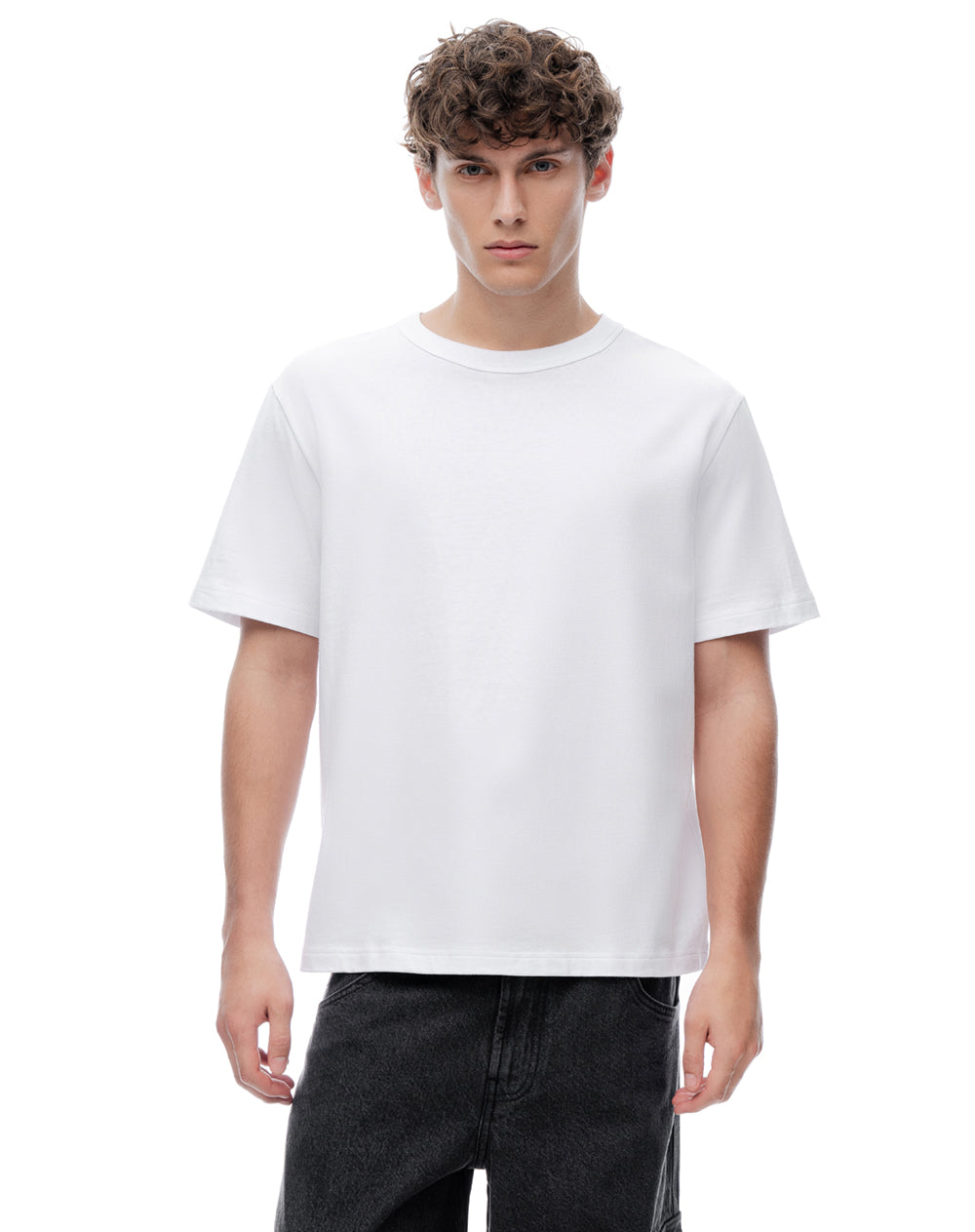 Camiseta manga corta oversize algodón blanca hombre