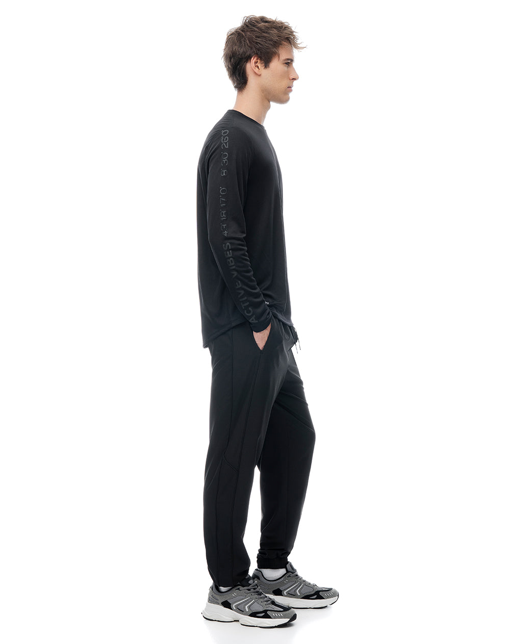Jogger secado rápido negro hombre