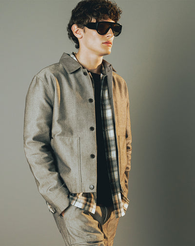 Chaqueta regular café hombre