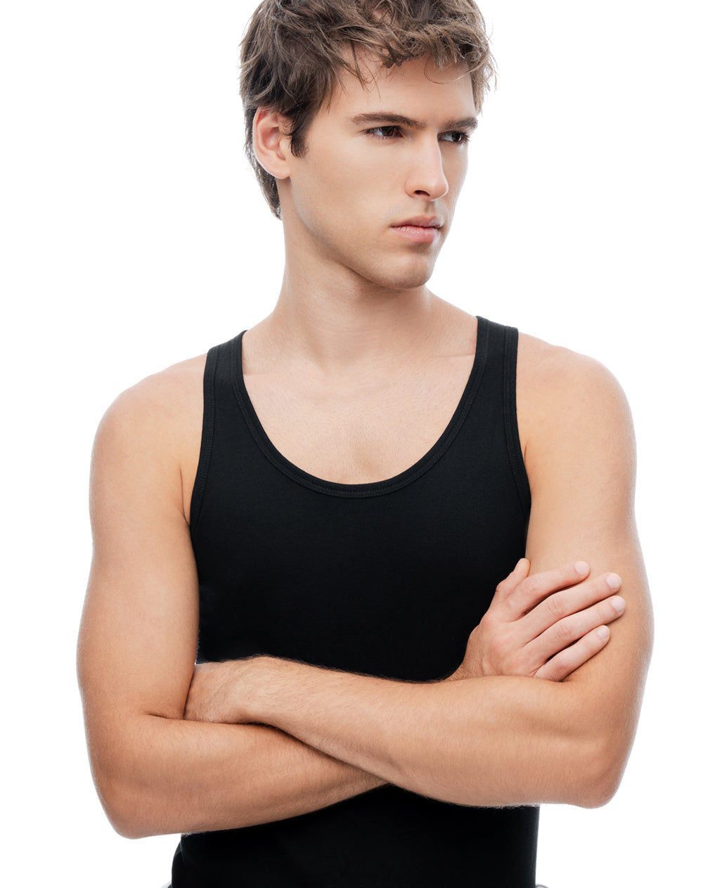 Camisilla slim algodón negra hombre