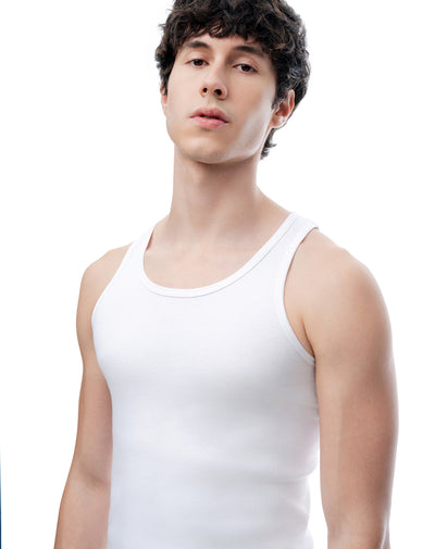 Camisilla slim algodón blanca hombre