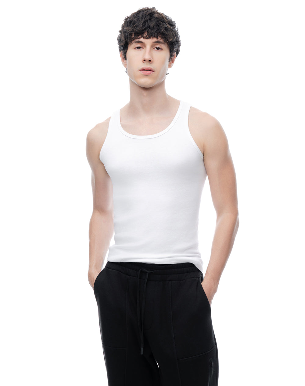 Camisilla slim algodón blanca hombre