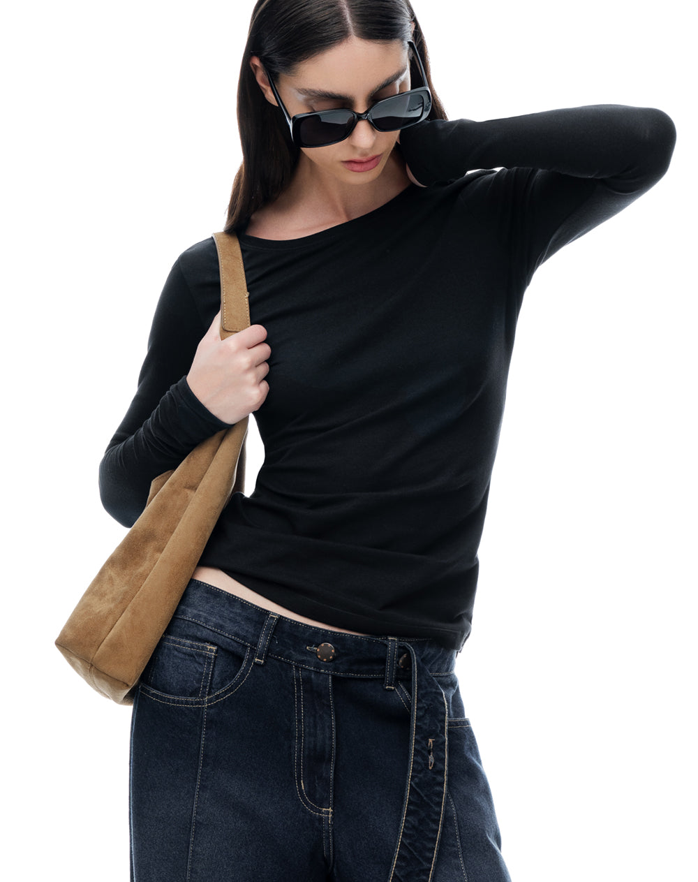 Camibuzo slim algodón negra mujer