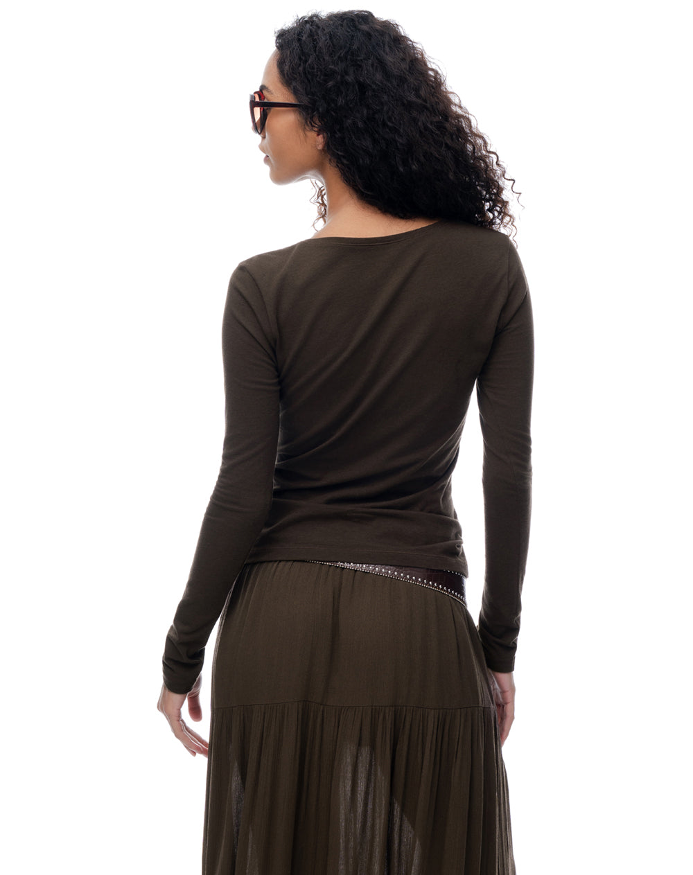 Camibuzo slim algodón chocolate mujer