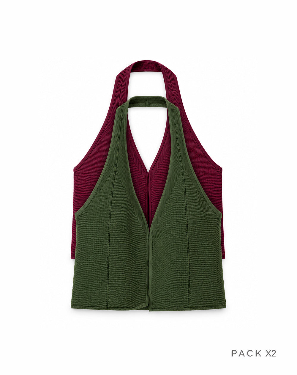 Pack x2 crop top halter seamless verde + vinotinto mujer