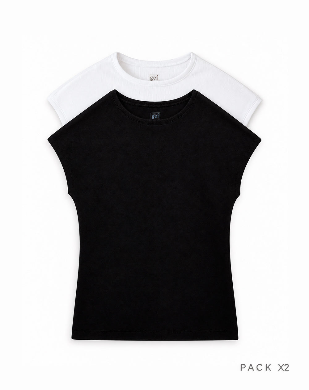 Pack x2 camiseta slim manga corta negro + blanco mujer