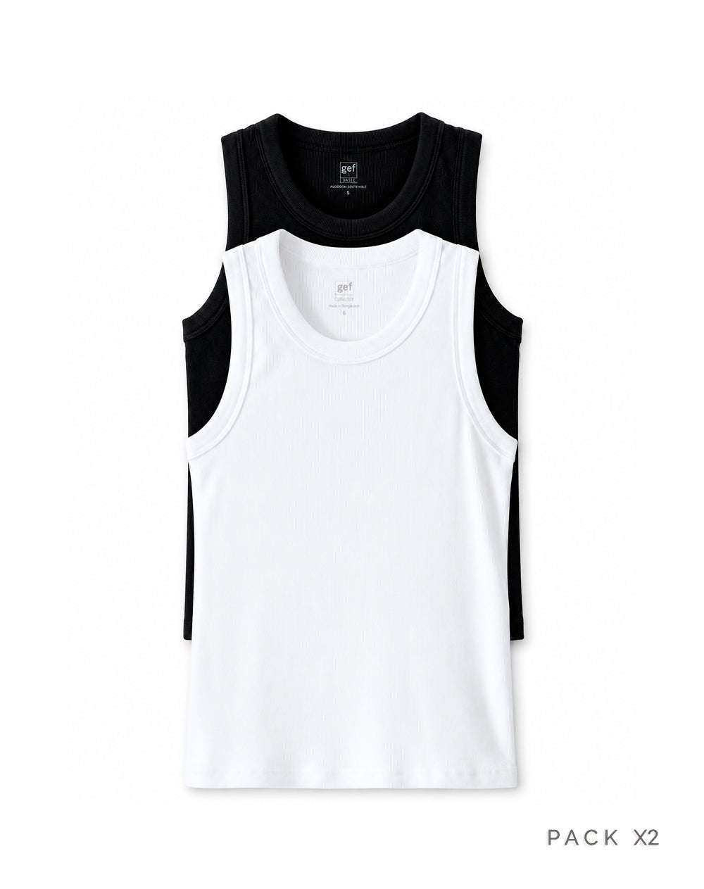 Pack x2 camiseta esqueleto slim rib negro + blanco mujer