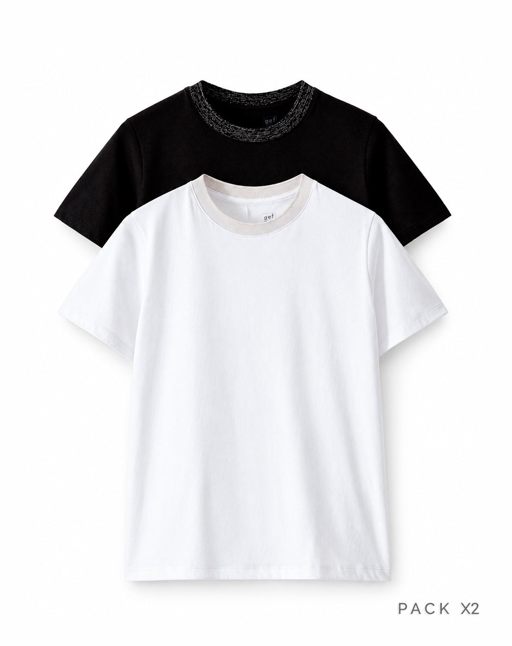 Pack x2 camiseta regular algodón negro + blanco mujer