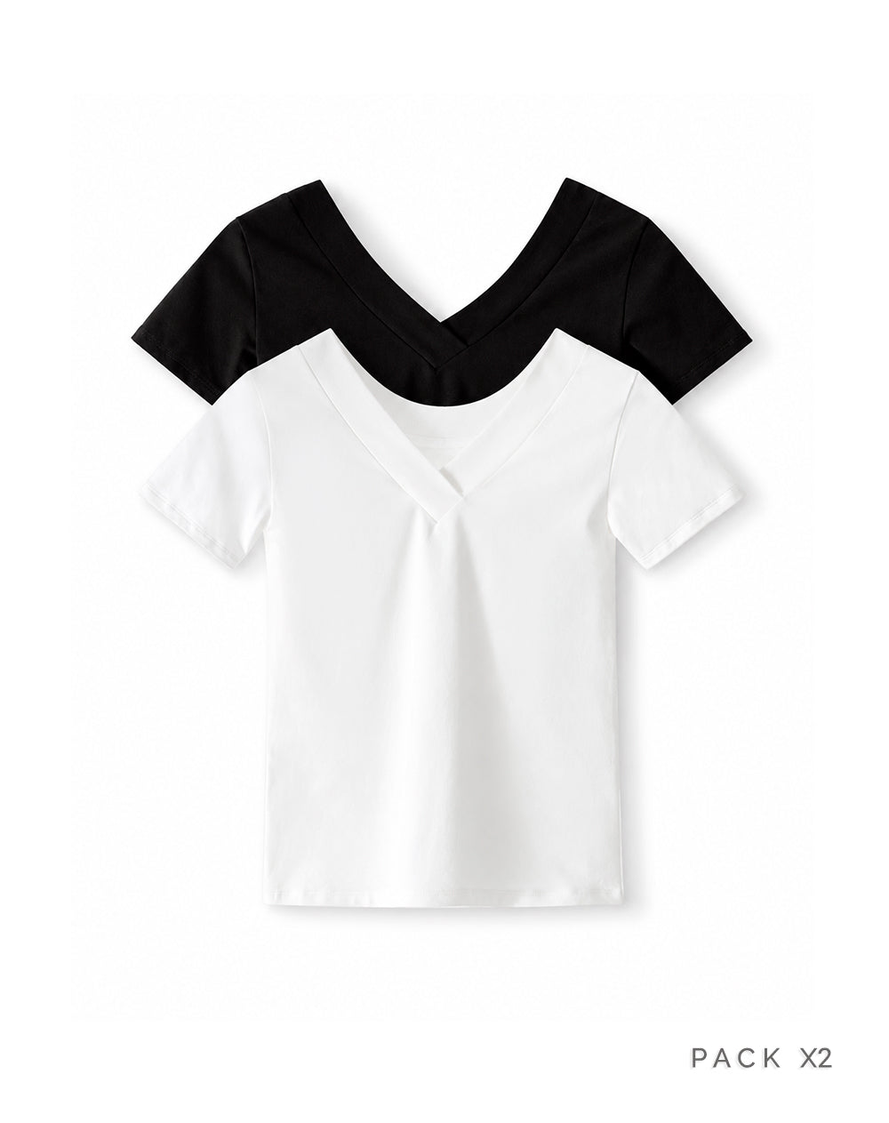 Pack x2 camiseta regular uso 2 en 1 negro + blanco mujer