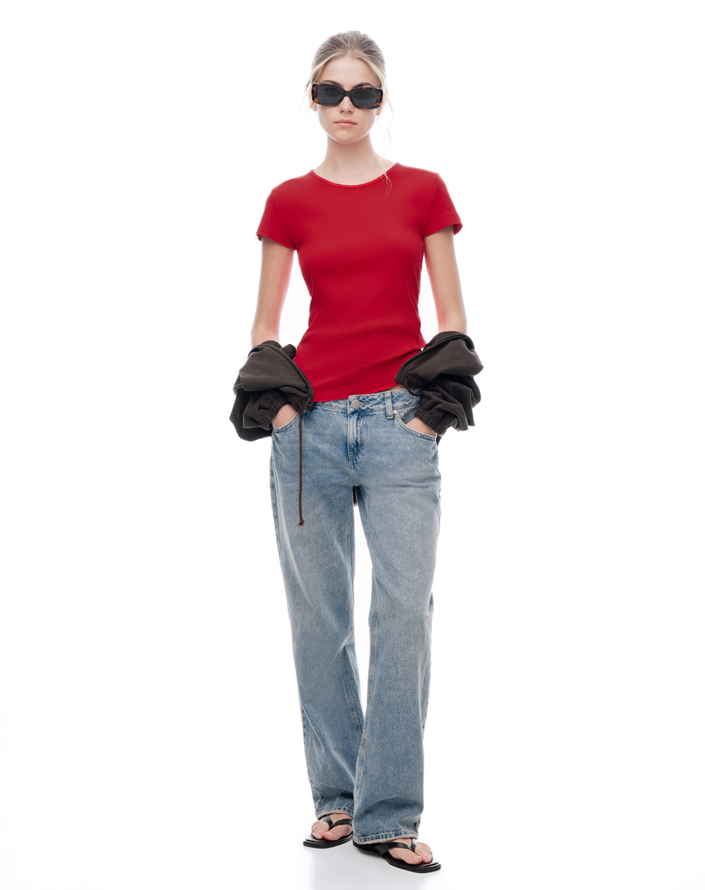 Camiseta slim algodón roja mujer